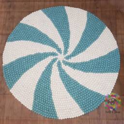 Handmade Wool Felt Ball Rug Spiral Design, 90-250 cm - thumbnail 4