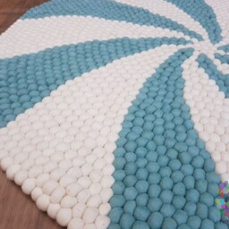 Handmade Wool Felt Ball Rug Spiral Design, 90-250 cm - thumbnail 2