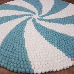 Handmade Wool Felt Ball Rug Spiral Design, 90-250 cm - thumbnail 3