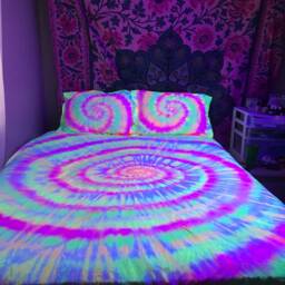 Black Light Reactive Tie Dye Bedding Set - Rave Decor - thumbnail 4