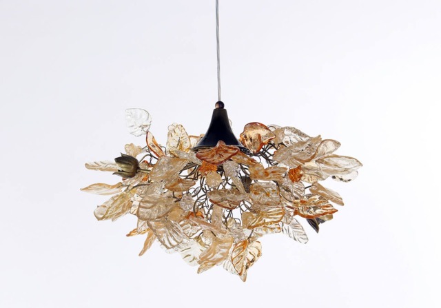 Lighting Hanging Chandeliers With Gold & Clear Color Flowers Leaves, For Dining Room , Hall Or Bedroom - image 1