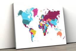 World Map Atlas Colourful Country Names Large Canvas Art Print Gift A0 A1 A2 A3 A4 - thumbnail 1