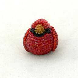 Cardinal Miniature Beaded Male Bird Figurine - thumbnail 3