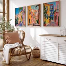 Set Of 3 Lisbon Portugal Travel Posters, Cityscape Wall Art Prints, Portuguese Architecture Decor, Print Gift - thumbnail 3