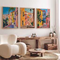 Set Of 3 Lisbon Portugal Travel Posters, Cityscape Wall Art Prints, Portuguese Architecture Decor, Print Gift - thumbnail 2
