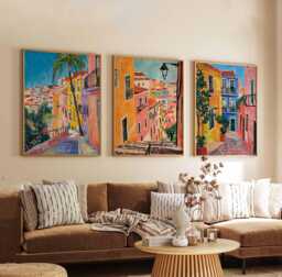 Set Of 3 Lisbon Portugal Travel Posters, Cityscape Wall Art Prints, Portuguese Architecture Decor, Print Gift