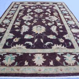 4x6 Afghan Oushak Rug, Hand Knotted Wool Area Natural Dyes Maroon Burgundy Beige Green Rug, Contemporary Turkish Rug - Rugs For Bedroom - thumbnail 3
