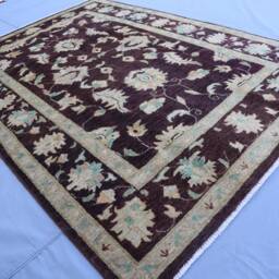 4x6 Afghan Oushak Rug, Hand Knotted Wool Area Natural Dyes Maroon Burgundy Beige Green Rug, Contemporary Turkish Rug - Rugs For Bedroom - thumbnail 2