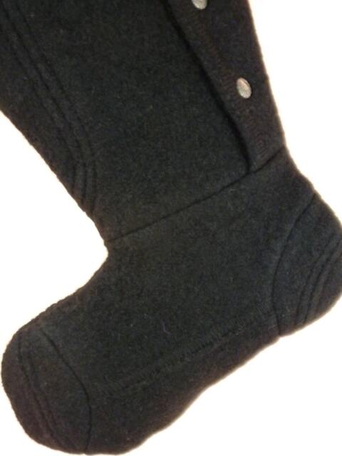 Christmas Stocking Felt Felted Wool Boiled Black Ooak Buttons Carroll Reed Recycled Repurposed Upcycled 739 - image 1