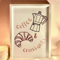 Coffee & Croissants Wall Decor Print For Home Bedroom, Kitchen, Living Room, Bathroom - thumbnail 3