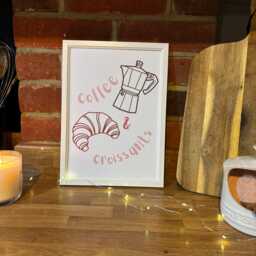 Coffee & Croissants Wall Decor Print For Home Bedroom, Kitchen, Living Room, Bathroom - thumbnail 2