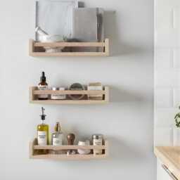 Floating Shelves Wooden Wall Shelf Set Kitchen Decor Storage Rack Home - thumbnail 3