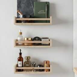 Floating Shelves Wooden Wall Shelf Set Kitchen Decor Storage Rack Home - thumbnail 2