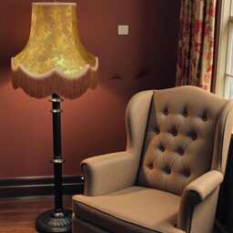 Gold Paisley Print Fabric Lampshade Handmade in The UK For Table & Floor Standard Lamp Shades, Ceiling Lights, Clip On Wall Lights - thumbnail 2