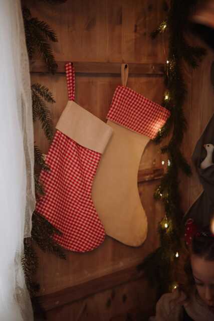 Red Christmas Stocking Ornament Festive Holiday Decoration - image 1