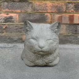 Stone Sleeping Kitty Statue Concrete Cat Figurine Garden Pet Sculpture Cement Memorial Kitten Art Outdoor Home Decoration Kitten Lover Gift - thumbnail 2