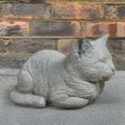 Stone Sleeping Kitty Statue Concrete Cat Figurine Garden Pet Sculpture Cement Memorial Kitten Art Outdoor Home Decoration Kitten Lover Gift - thumbnail 3