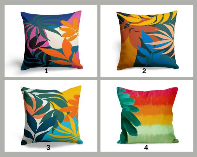 Colourful Flower Abstract Cushion Cover, Summer Floral Pillow Case, Rainbow Pattern Living Room Decoration, Bedroom Throw Top - image 1