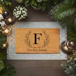 Botanical Branch Initial Letter - Custom Monogram Family Name Doormat - thumbnail 4
