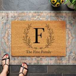 Botanical Branch Initial Letter - Custom Monogram Family Name Doormat - thumbnail 2