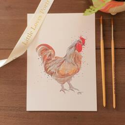 Cockerel Watercolor Print, Farmhouse Rooster Wall Art - thumbnail 3