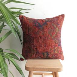 Terracotta Red Turkish Kilim Pillow Cover Lumbar 12??24 Throw All Size - thumbnail 2
