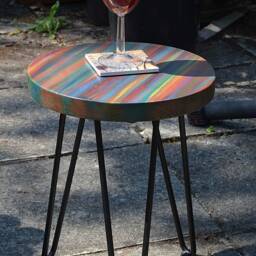 Round Outdoor Bistro Table 30 cm Tropical Sunset Colours + Marine Varnish 3 X 16 - thumbnail 4