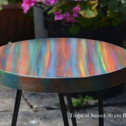 Round Outdoor Bistro Table 30 cm Tropical Sunset Colours + Marine Varnish 3 X 16 - thumbnail 2