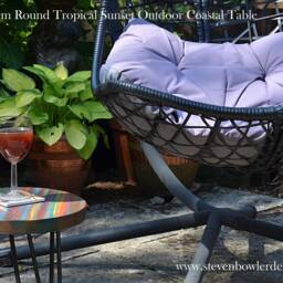 Round Outdoor Bistro Table 30 cm Tropical Sunset Colours + Marine Varnish 3 X 16 - thumbnail 3