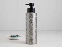 Brushed Stainless Steel Soap Dispenser With White Wrap - 500Ml Modern Refillable Hand Bottle For Bathroom Or Kitchen - thumbnail 1