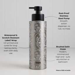 Brushed Stainless Steel Soap Dispenser With White Wrap - 500Ml Modern Refillable Hand Bottle For Bathroom Or Kitchen - thumbnail 2