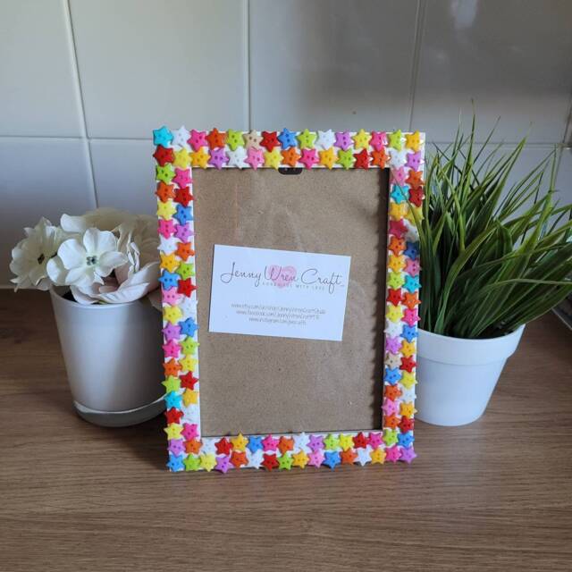 Colourful Recycled Acrylic Star Shaped Button Photo Frame 5 X 7 Inches - image 1
