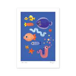 Fish Faces Art Print - Sea Creature Illustration, Kids Nursery Or Bedroom Decor - thumbnail 2