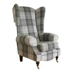 Queen Anne Wingback Chair Extra Tall Tartan Fireside Armchair - thumbnail 4