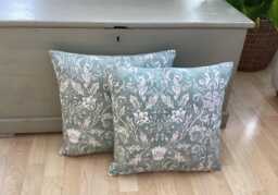 William Morris Rococo Cushion Covers Duck Egg Blue Linen Pillow Shams - thumbnail 1