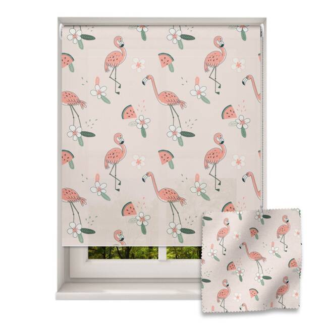 Floral Flamingos Roller Blind, Children's Made To Measure, Jungle Flamingo Blind - image 1