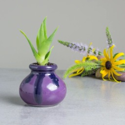 Purple Blue Succulent Ceramics Planter, Cactus Pot, Handmade Pottery, Desk Decor - thumbnail 2