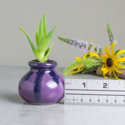 Purple Blue Succulent Ceramics Planter, Cactus Pot, Handmade Pottery, Desk Decor - thumbnail 3