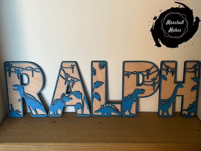 Dinosaur Themed Wooden Letters, Dino Theme Name Decoration, Personalised Sign - image 1