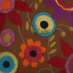 Handcrafted Earthy Brown Autumn Winter Floral Wool Felt Embroidered & Applique Cushion Cover With Fringe - 18x18 - thumbnail 2