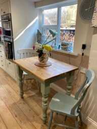 Slim Farmhouse Table - Handcrafted Solid Wood Dining Furniture - thumbnail 2