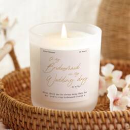 Personalised Bridesmaid Candle Blush Gold Script, Frosted Glass, Soy Wax - thumbnail 1