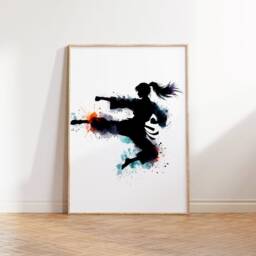 Girls Karate Bedroom Print - Set Of 3 Posters - Watercolour Art Prints Decor Poster Wall Pictures Kids Fight Sport Gifts - thumbnail 3
