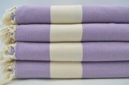 "Purple Throw, Bedspread Throw, Beach Throw, Blankets, Beach Throw, Turkish Blanket, Herringbone Blanket, 79""x95" - thumbnail 1