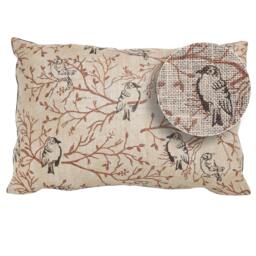 Bird On Branch Burlap Reversible Lumbar Pillow Cover - Birdwatcher, Birding, Bird-Lover, Ornithophile, Aviphile Gift Modern Rustic D??cor - thumbnail 2