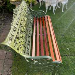 Coalbrookdale Nasturtium Garden Bench in Green With Sapele Slats - thumbnail 4