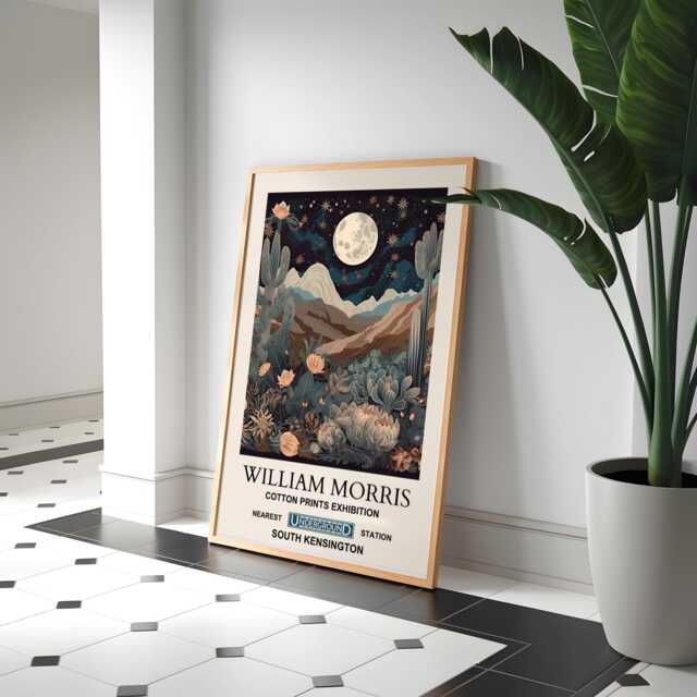 Night Desert Wall Art William Morris Floral Design - Dark Botanical Print - image 1