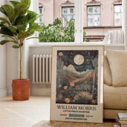 Night Desert Wall Art William Morris Floral Design - Dark Botanical Print - thumbnail 2