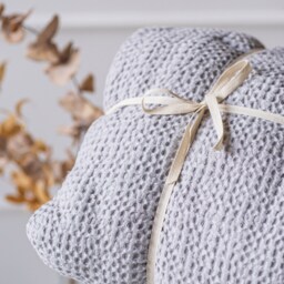 Linen Waffle Blanket Throw, Natural Cotton Plaid Bed Cover, Cozy Summer Blanket, Housewarming Gift, Light Grey, Size 83x91 - thumbnail 3