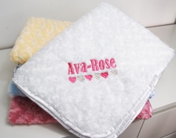 Personalised Baby Blanket Embroidered .this Pretty Rose Bud New Born Boy, Girl Blanket, Keepsake Gift - thumbnail 1
